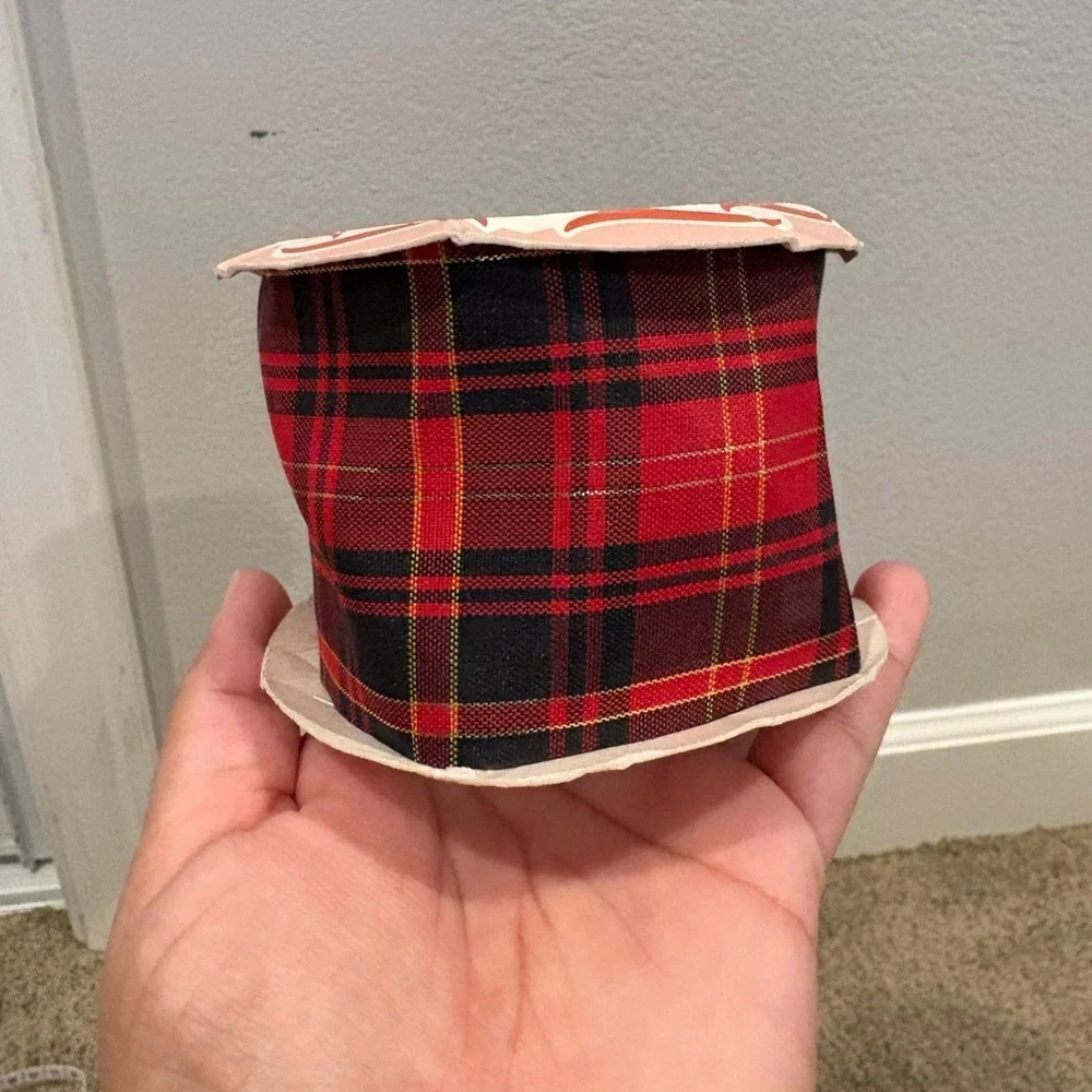 Vintage Made in the USA Red and BlackPlaid Christmas ribbon